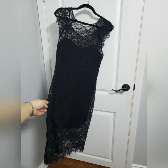 FREE PEOPLE Intimately Black Lace High Low Dress - Picture 6 of 13
